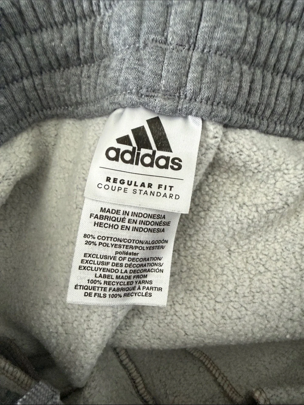 adidas Kids Light Gray Sweatpants with Black Stripes. Boys size medium 10/12